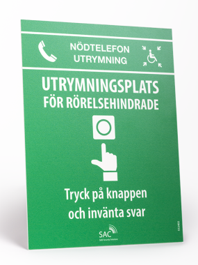 Skylt Nödtelefon handhavande