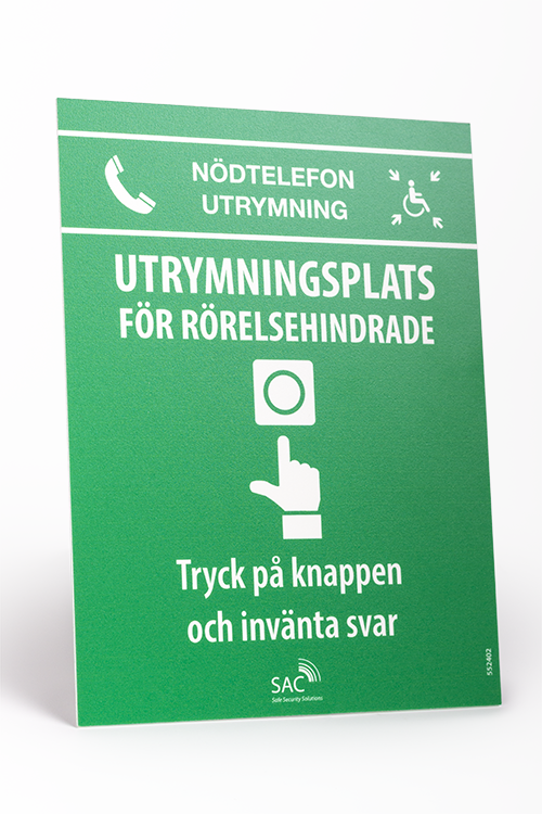 Skylt Nödtelefon handhavande